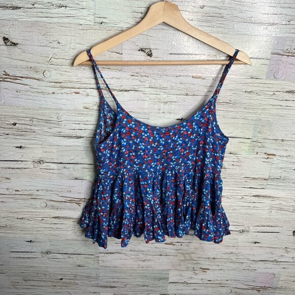 Patrons of peace blue floral crop top tank boho size xs - Picture 6 of 7